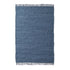 Flicken-Teppich 100% Baumwolle | Waschbarer Fleckerl mit Fransen | Blau